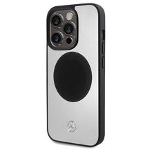 Заредете изображение във визуализатора на галерията – Mercedes Leather&amp;Alu MagSafe case for iPhone 15 Pro - silver
