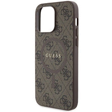 Заредете изображение във визуализатора на галерията – Original faceplate case GUESS GUHMP15LG4GFRW for iPhone 15 Pro (Magsafe / 4G Ring classic logo / brown)
