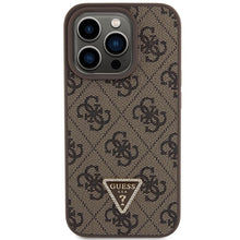 Заредете изображение във визуализатора на галерията – Original Case GUESS hardcase Leather 4G Triangle Strass GUHCP15LP4TDPW for Iphone 15 Pro Brown
