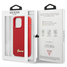 Заредете изображение във визуализатора на галерията – Guess GUHCP13XLSLMGRE iPhone 13 Pro Max 6.7" red/burgundy hard case Silicone Vintage Gold Logo
