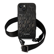 Заредете изображение във визуализатора на галерията – Karl Lagerfeld KLHCP14SSTMMK iPhone 14 6.1" hardcase black/black Monogram Plaque Logo Strap

