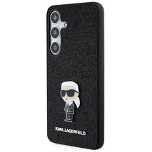 Заредете изображение във визуализатора на галерията – Karl Lagerfeld Fixed Glitter Ikonik Logo Metal Pin case for Samsung Galaxy S24 - black
