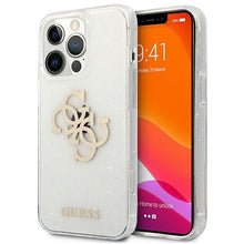 Заредете изображение във визуализатора на галерията – Guess GUHCP13XPCUGL4GTR iPhone 13 Pro Max 6,7" transparent hard case Glitter 4G Big Logo
