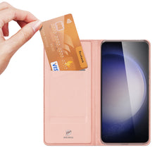 Заредете изображение във визуализатора на галерията – Wallet case with stand for Samsung Galaxy S23 FE Dux Ducis Skin Pro - pink
