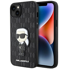 Заредете изображение във визуализатора на галерията – Original Pouch KARL LAGERFELD Saffiano Monogram Ikonik KLHCP14MSAKHPKK for Iphone 14 Plus Black
