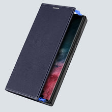 Заредете изображение във визуализатора на галерията – Dux Ducis Skin X2 case for Samsung Galaxy S23 Ultra flip case wallet stand blue
