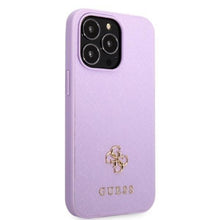 Заредете изображение във визуализатора на галерията – Guess GUHCP13LPS4MU iPhone 13 Pro / 13 6.1" purple/purple hardcase Saffiano 4G Small Metal Logo
