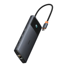 Заредете изображение във визуализатора на галерията – HUB 10in1 Baseus Metal Gleam Series USB-C to USB-C PD / USB-C / 3x USB-A / 2x HDMI / RJ-45 / SD / TF - black
