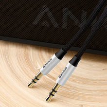 Заредете изображение във визуализатора на галерията – Baseus Yiven M30 stereo AUX audio cable 3.5 mm male mini jack 1.5m red-black (CAM30-C91)
