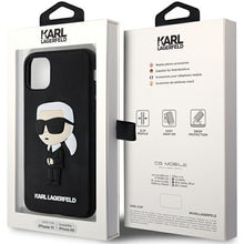 Заредете изображение във визуализатора на галерията – Karl Lagerfeld KLHCN613DRKINK iPhone 11 / Xr 6.1" black/black hardcase Rubber Ikonik 3D
