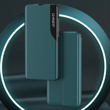 Заредете изображение във визуализатора на галерията – Eco Leather View Case elegant bookcase type case with kickstand for Xiaomi Redmi Note 10 / Redmi Note 10S orange
