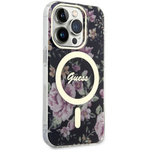 Заредете изображение във визуализатора на галерията – Original Case GUESS hardcase Flower MagSafe GUHMP14LHCFWSK for Iphone 14 Pro black
