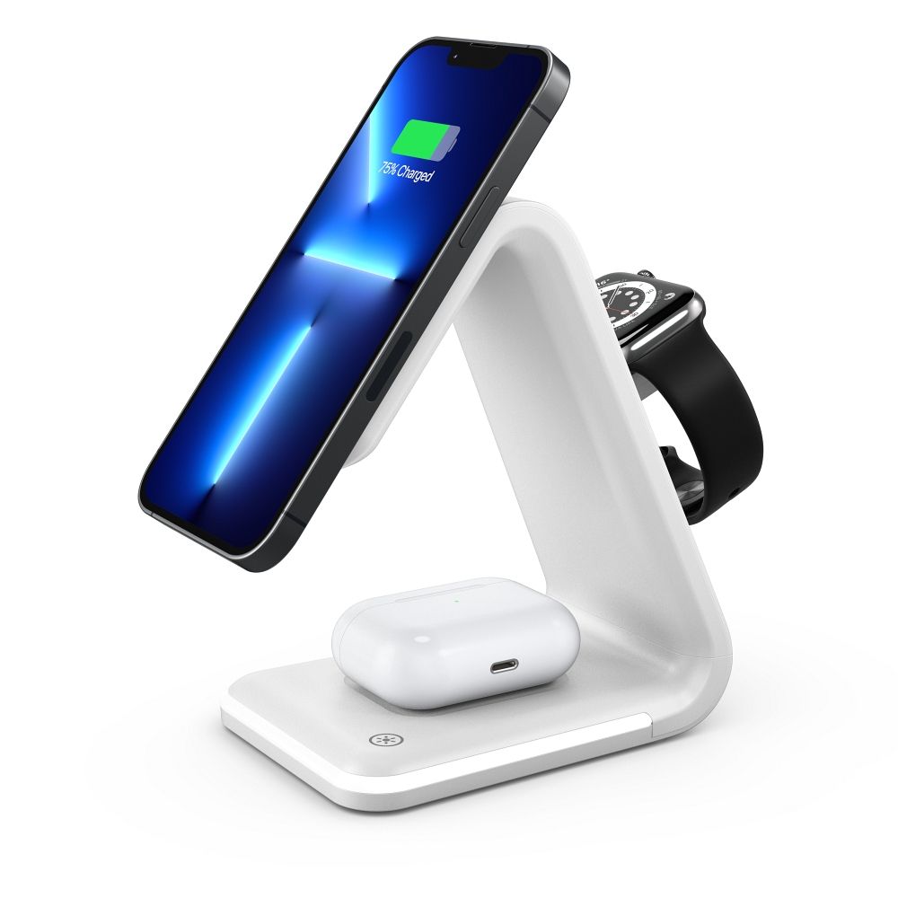 Wireless charger qi 3in1 15w b17 working with magsafe white - TopMag