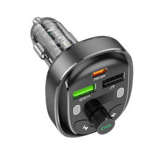 Заредете изображение във визуализатора на галерията – Borofone Transmitter FM BC47 Might MP3, Bluetooth - 2xUSB + Type C - QC 3.0 18W PD 30W grey
