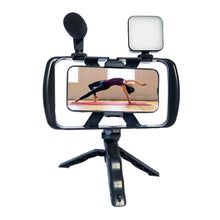 Заредете изображение във визуализатора на галерията – Combo selfie with tripod for live broadcast with LED flash and micro and remote control TL-49T
