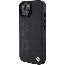 Заредете изображение във визуализатора на галерията – Original Case BMW Leather Hot Stamp BMHCP15SSLLBK for Iphone 15 Black
