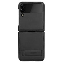 Заредете изображение във визуализатора на галерията – Nillkin Qin Vegan Leather Case for Samsung Galaxy Z Flip 4 cover made of ecological leather stand black
