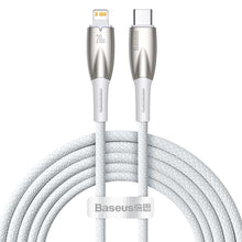 Заредете изображение във визуализатора на галерията – Baseus Glimmer Series cable with fast charging USB-C - Lightning 480Mb/s PD 20W 2m white
