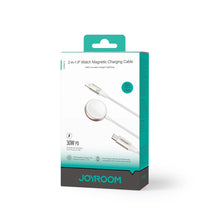 Заредете изображение във визуализатора на галерията – Joyroom 2 in 1 Lightning cable and inductive charger for Apple Watch 1.5m white (S-IW011)
