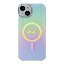 Заредете изображение във визуализатора на галерията – Original Case GUESS IML Iridescent Magsafe hardcase GUHMP15MHITSQ for Iphone 15 Plus turquoise
