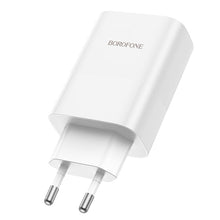 Заредете изображение във визуализатора на галерията – Borofone Wall charger BN10 Sunlight - USB + Type C - QC 3.0 PD 65W white
