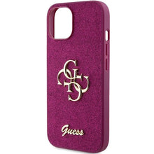Заредете изображение във визуализатора на галерията – Guess Glitter Script Big 4G case for iPhone 15 - purple
