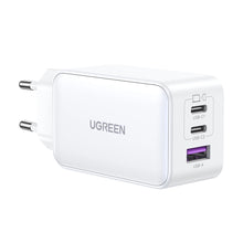 Заредете изображение във визуализатора на галерията – Ugreen CD244 65W USB-A / 2x USB-C GaN fast charger - white
