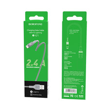 Заредете изображение във визуализатора на галерията – Borofone Cable BX21 Outstanding - USB to Lightning - 2,4A 1 metre grey
