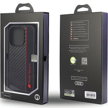 Заредете изображение във визуализатора на галерията – Original Case AUDI hardcase Carbon Fiber Stripe AUS-TPUPCIP13PM-R8/D1-BK for Iphone 13 Pro Max black
