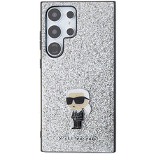 Заредете изображение във визуализатора на галерията – Karl Lagerfeld Fixed Glitter Ikonik Logo Metal Pin Case for Samsung Galaxy S24 Ultra - Silver

