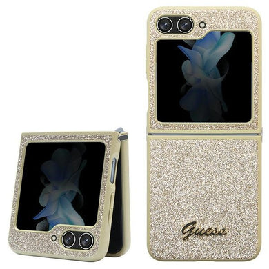 Original Case GUESS - hardcase Glitter Script GUHCZF5HGGSHD for Samsun Galaxy Z Flip 5 Gold