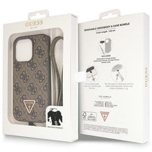 Заредете изображение във визуализатора на галерията – Original Case GUESS hardcase Crossbody 4G Metal Logo GUHCP15LP4TDSCPW for Iphone 15 Pro brown
