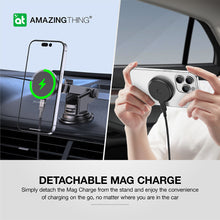 Заредете изображение във визуализатора на галерията – Amazing Thing Car holder Explorer Pro Mag with Magsafe charger TP15WMB to dashboard and air vent black

