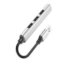 Заредете изображение във визуализатора на галерията – HOCO adapter HUB USB A to USB A 3.0 / 3x USB A 2.0 HB26 silver
