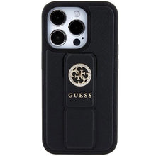 Заредете изображение във визуализатора на галерията – Guess Grip Stand 4G Triangle Strass case for iPhone 15 Pro - black

