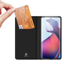 Заредете изображение във визуализатора на галерията – Dux Ducis Skin Pro case for Motorola Edge 30 Fusion flip cover card wallet stand black
