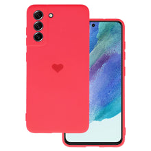 Заредете изображение във визуализатора на галерията – Vennus Silicone Heart Case for Samsung Galaxy S21 FE design 1 red
