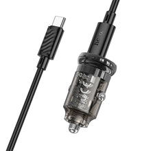 Заредете изображение във визуализатора на галерията – HOCO car charger USB QC3.0 + Type C + cable Type C to Type C PD 30W Z53A black
