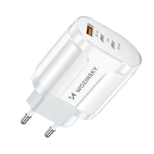 Заредете изображение във визуализатора на галерията – Wozinsky WWCUCW 60W wall charger 2x USB-C 1xUSB-A QC - white
