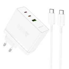 Заредете изображение във визуализатора на галерията – Borofone Wall charger BN11 Imperial - USB + 2xType C - QC 3.0 PD 100W with Type C to Type C cable white

