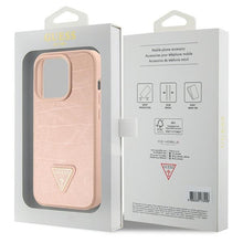 Заредете изображение във визуализатора на галерията – Original Case GUESS Croco Triangle Metal Logo hardcase GUHCP15LPCRTHCP for Iphone 15 Pro pink
