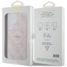 Заредете изображение във визуализатора на галерията – Guess 4G Collection Leather Metal Logo MagSafe Case for Samsung Galaxy S24 Ultra - Pink
