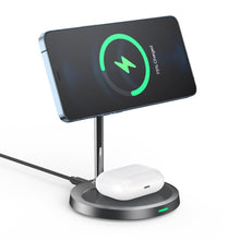 Заредете изображение във визуализатора на галерията – Choetech 2in1 Magnetic Holder Qi Wireless Charger for Magsafe 15W Gray (T575-F)
