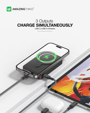 Заредете изображение във визуализатора на галерията – Amazing Thing Power bank 10000mAh TPM10KSBK - USB + Type C - magnetic with induction charger black

