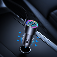 Заредете изображение във визуализатора на галерията – Joyroom 3-in-1 fast car charger with Lightning cable 1.5m 17W black (JR-CL25)
