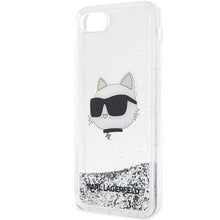 Заредете изображение във визуализатора на галерията – Karl Lagerfeld KLHCI8LNHCCS iPhone 7/8/ SE 2020/2022 silver/silver hardcase Glitter Choupette Head
