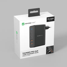 Заредете изображение във визуализатора на галерията – Amazing Thing Wall charger Thunder Pro GaN EUTH100W - 2xUSB + 2xType C - PD 100W black
