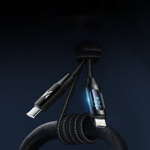Заредете изображение във визуализатора на галерията – USB-C cable - Lightning Wozinsky WUCLC1 with LED display 36W 1m - black
