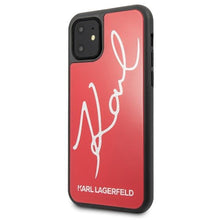 Заредете изображение във визуализатора на галерията – Karl Lagerfeld KLHCN61DLKSRE iPhone 11 6,1" / Xr czerwony/red hard case Signature Glitter
