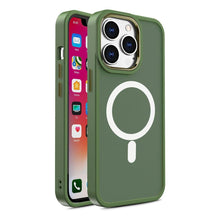 Заредете изображение във визуализатора на галерията – Armored Magnetic iPhone 14 Pro Max MagSafe Color Matte Case - green
